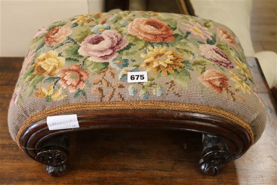 A William IV rosewood foot stool, W.47cm